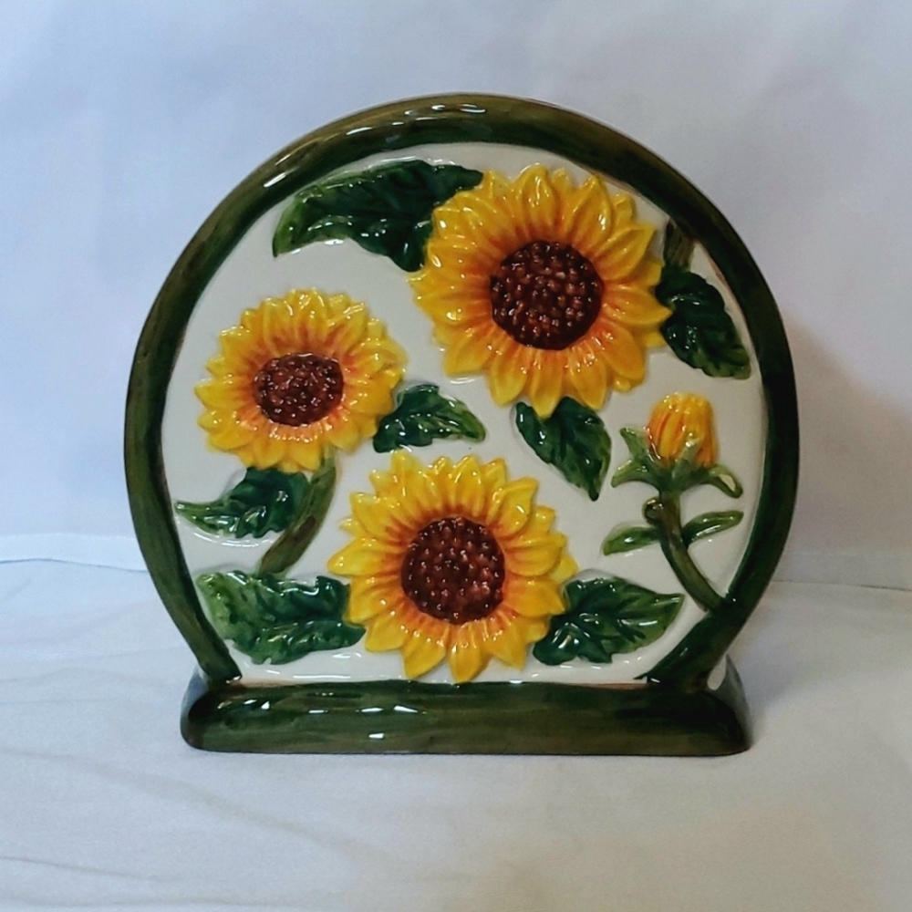 KK Merchandise Vintage Ceramic Sunflower Napkin Holder